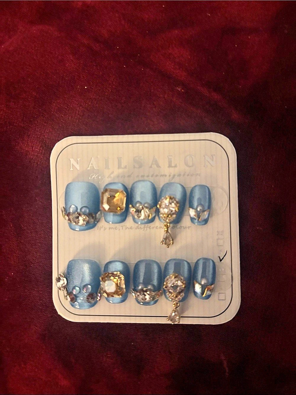 Blue & Gold Press-On Nails